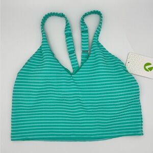 Next by Athena Coronado Stripe Kinetic Crop Swim Top V-Neck Bikini - Island NWT